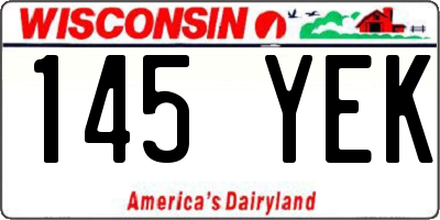 WI license plate 145YEK