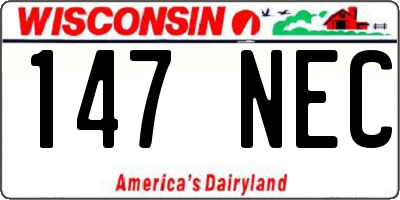 WI license plate 147NEC