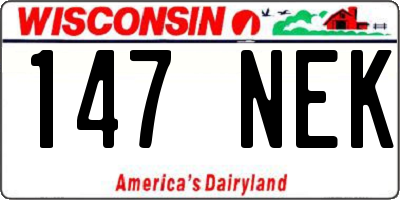 WI license plate 147NEK