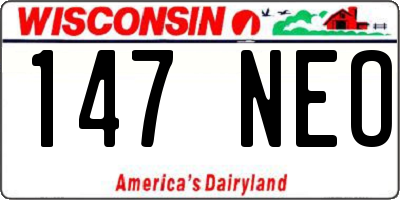 WI license plate 147NEO