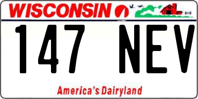 WI license plate 147NEV