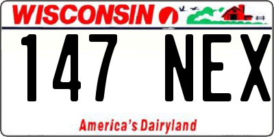 WI license plate 147NEX