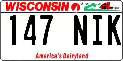 WI license plate 147NIK