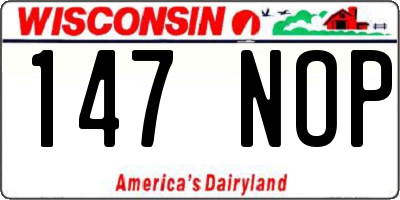 WI license plate 147NOP