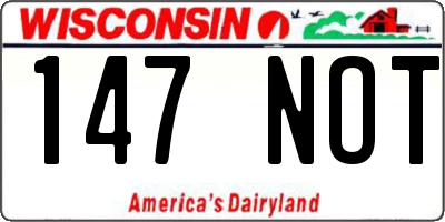 WI license plate 147NOT