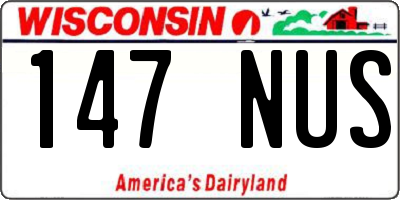 WI license plate 147NUS