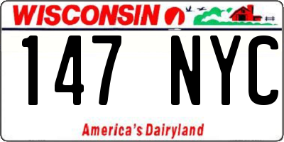 WI license plate 147NYC