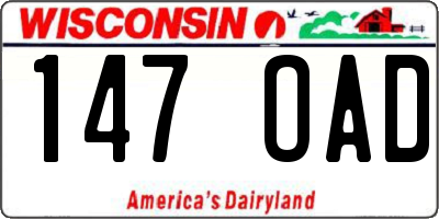 WI license plate 147OAD