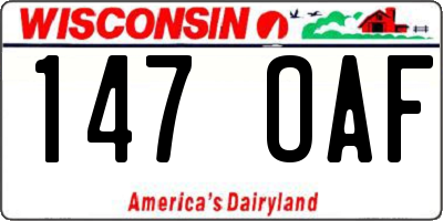 WI license plate 147OAF