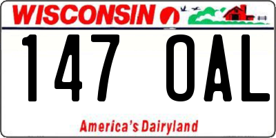 WI license plate 147OAL