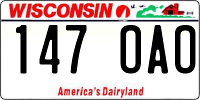 WI license plate 147OAO