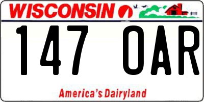 WI license plate 147OAR