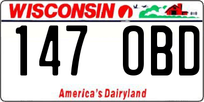 WI license plate 147OBD