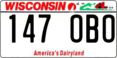 WI license plate 147OBO
