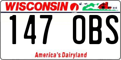 WI license plate 147OBS
