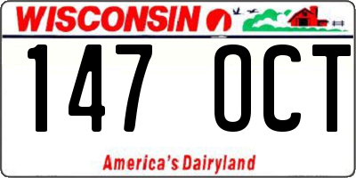 WI license plate 147OCT