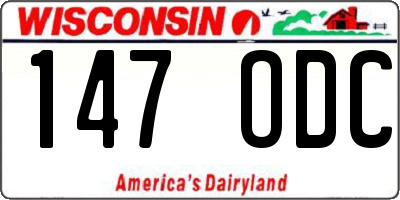 WI license plate 147ODC