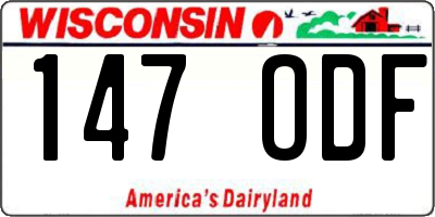 WI license plate 147ODF
