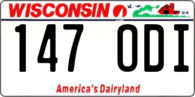 WI license plate 147ODI