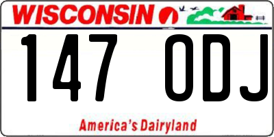 WI license plate 147ODJ