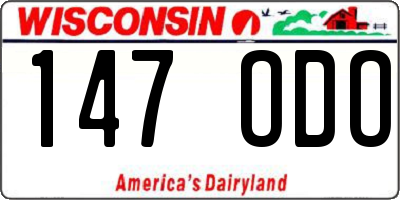 WI license plate 147ODO