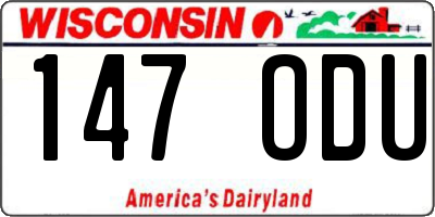 WI license plate 147ODU