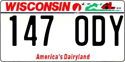 WI license plate 147ODY
