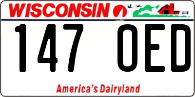 WI license plate 147OED