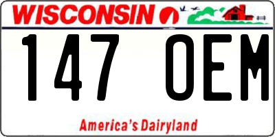 WI license plate 147OEM