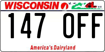 WI license plate 147OFF