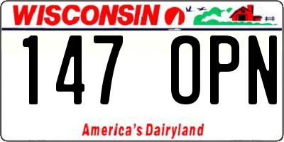 WI license plate 147OPN