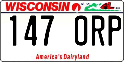 WI license plate 147ORP