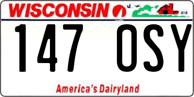 WI license plate 147OSY