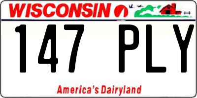 WI license plate 147PLY