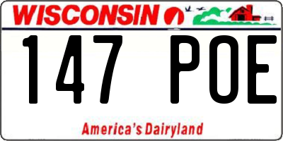 WI license plate 147POE