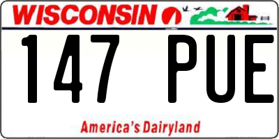 WI license plate 147PUE