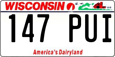 WI license plate 147PUI