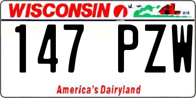 WI license plate 147PZW
