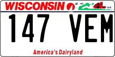 WI license plate 147VEM
