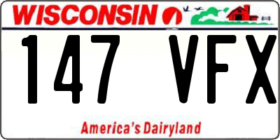 WI license plate 147VFX