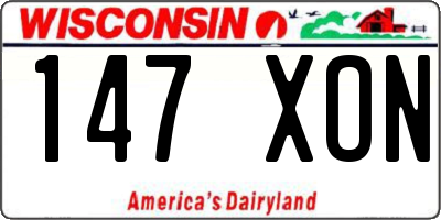 WI license plate 147XON