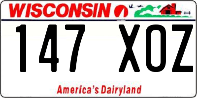 WI license plate 147XOZ