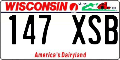 WI license plate 147XSB