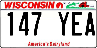WI license plate 147YEA