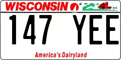 WI license plate 147YEE