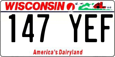 WI license plate 147YEF