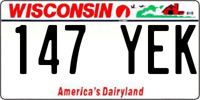 WI license plate 147YEK