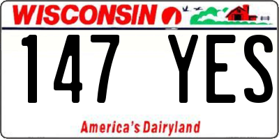 WI license plate 147YES