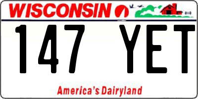 WI license plate 147YET