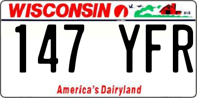 WI license plate 147YFR